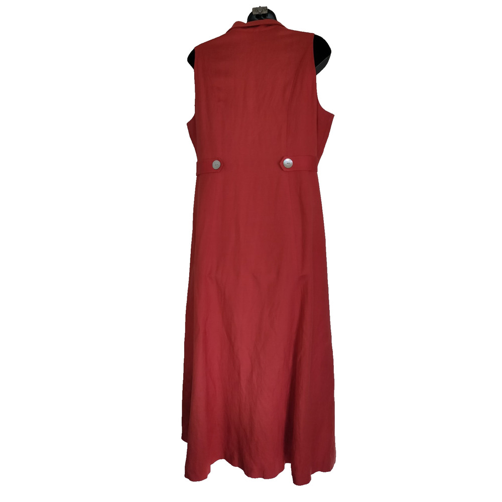 Coldwater Creek Orange Linen Blend Dress Sz 14 Mother Pearl Buttons Down FLAWS - Picture 12 of 16